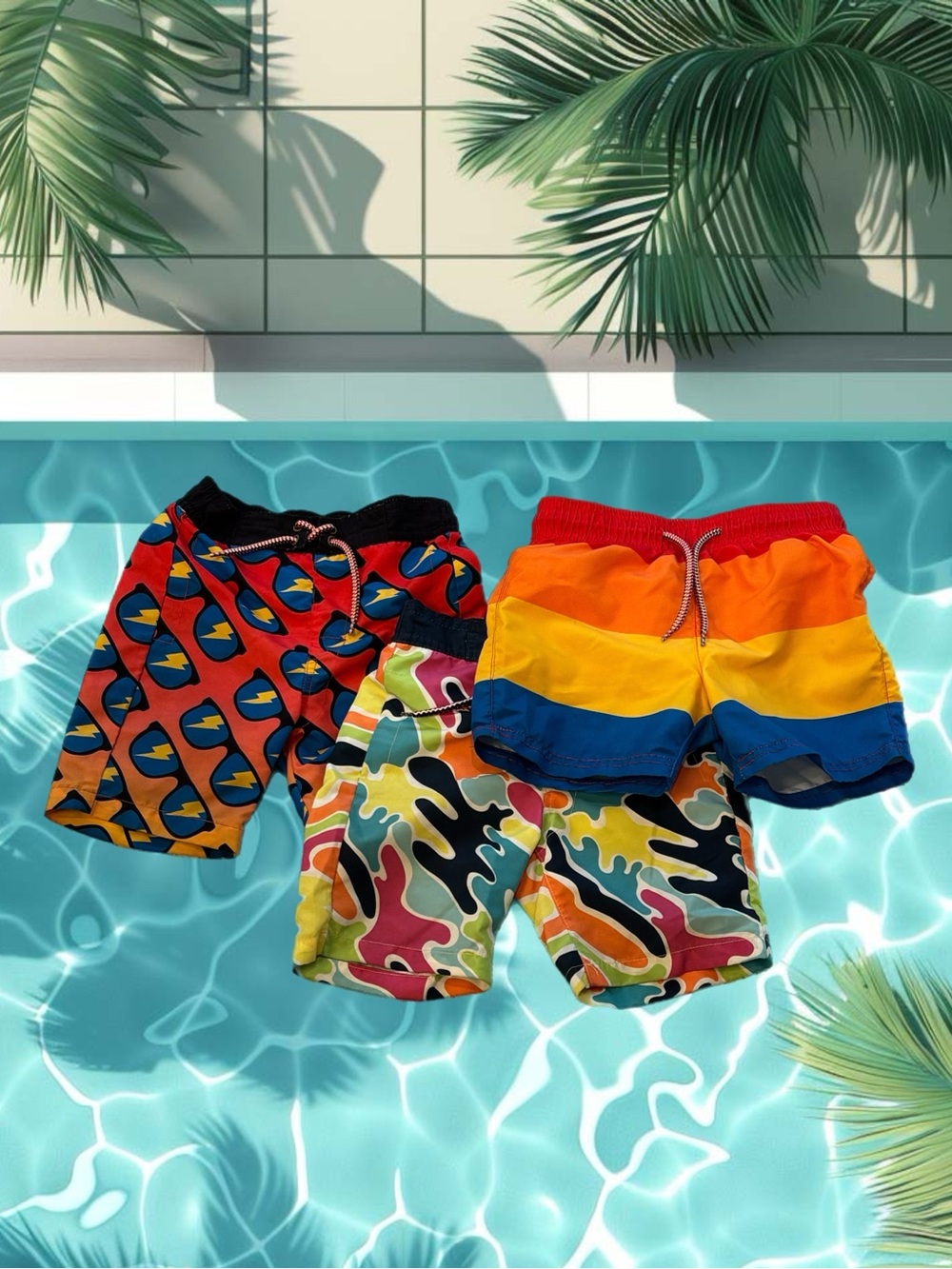 Appaman Boys Swim Trunks Lot of 3 Size 4 / 4T Mesh Lined Colorful Beach